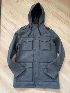 Empyre Men’s Sz L Charcoal Hooded Military Field Coat